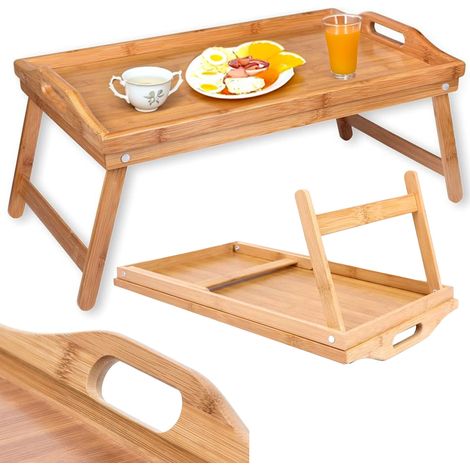 Frühstückstisch, Laptoptisch, Betttablett aus Holz und Bambus, Geschenk (1/5)
