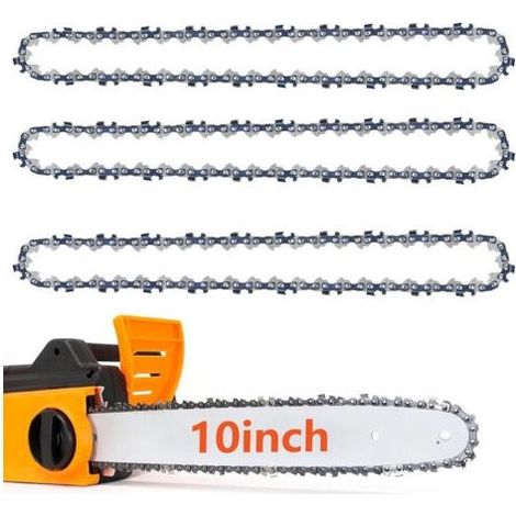PA Lot de 3 chaînes de tronçonneuse 3/8\\" LP Pas 0,050\\" (1,3 mm) pour barre de 25 cm, 40 maillons d\'entraînement – Chaîne de tronçonneuse à faible retour, chaîne de rechange compatible avec (1/4)