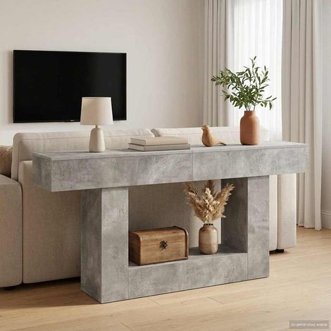 vidaXL  Console Table  Concrete Grey 160 x 30 x 74 cm Engineered Wood