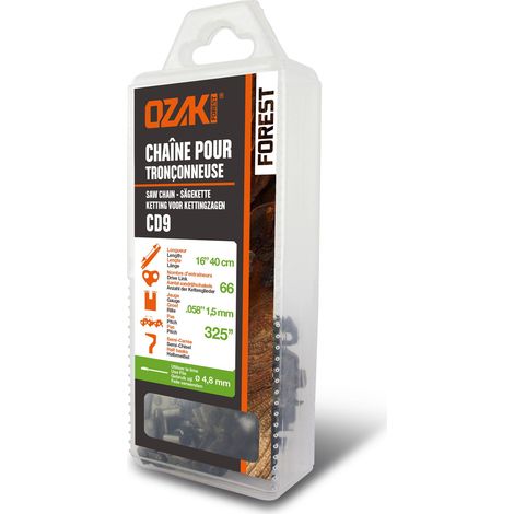 Chaîne de tronçonneuse OZAKI sous coque semi carrée: .325" .058 (1,5mm) 66 entraîneurs ( E66 ).
