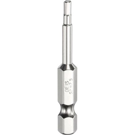 Embout de Tournevis à Tête Hexagonale 2.5mm Métrique Pointe Plate 1/4" Tige Hexagonale 50mm (2") Long Clé à Embout Magnétique Pour Perceuse à Vis, Douille Chromée (1/5)