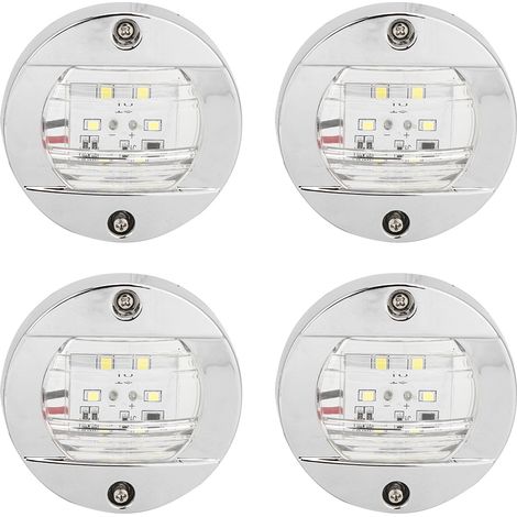Feux de navigation LED ronds blancs 12V, 4 pièces, verre clair, chrome étanche pour bateau yacht camion (1/5)
