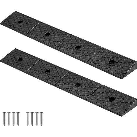 Mophorn Rampa de Goma para Bordillos, 2 Piezas, Altura de 50,8 mm, Capacidad de Carga de 15 Toneladas, con Sistema de Drenaje, Ideal para Sillas de Ruedas, Motos, Vehículos, Color Negro