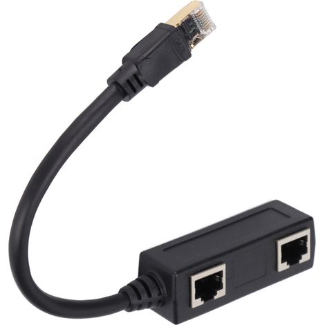 Adaptateur Ethernet CAT8 Noir Haute Performance, Connexion Internet Stable pour Jeux et Télétravail