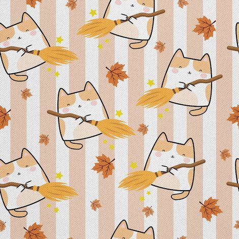 Tela decorativa Oxford para exteriores con estampado de gato con escoba. (1/5)