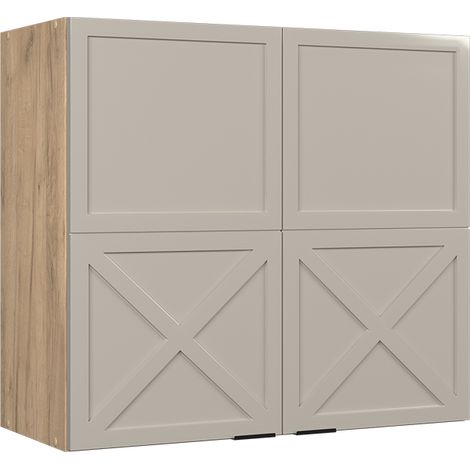 Mobile da cucina in vetro Fame-Line, GrigioBeige, 80 cm, Vicco