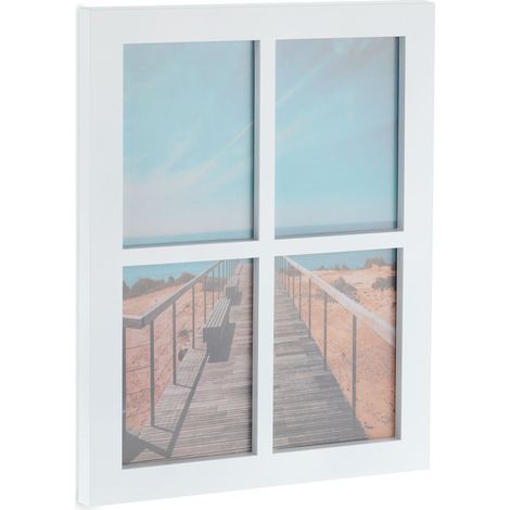 Cadre photo pêle-mêle moderne 44 x 33,5 x 3 cm pour 4 photos en plastique noir (1/5)