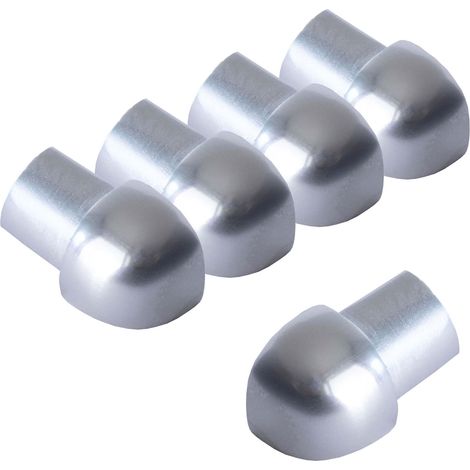 Dalsys Angle extérieur pour rail de carrelage aluminium (anodisé) Profilé en quart de cercle, profilé pour carrelage - 8mm, 5 pièces Chrome brillant
