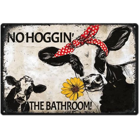 Plaque Metal Vintage Amusante Bétail Poster Métal Art Mural Fantaisiste Plaque Metal Decorative Décor Mural Salle de Bains pour Bar Pépinière Maison Cadeaux Décoratifs 30x20cm (1/5)