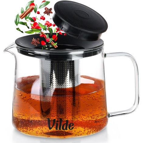 Teiera in vetro resistente al calore con infusore da 1,5 l