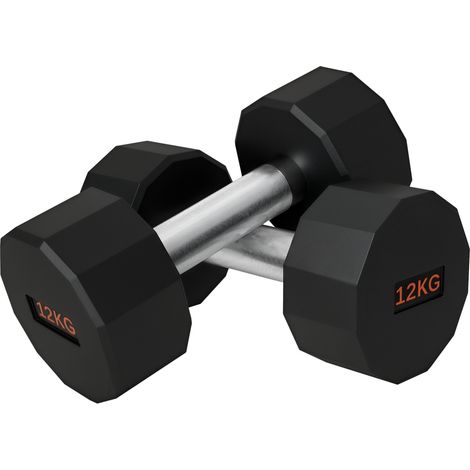 Dumbbells Weights Set with 12-Sided Shape and Non-Slip Grip for Men Women Home Gym Workout-2 x 12kg (1/5)
