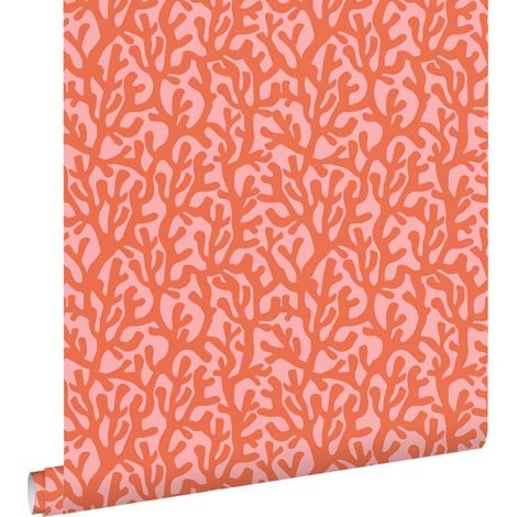 papier peint corail orange et rose - ESTAhome