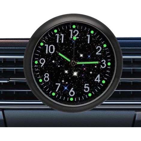 Retro-Quarzuhr fürs Auto mit Leuchtzeigern, Clip und Aufkleber – Selbstklebende Uhr mit Clip und Aufkleber für Armaturenbrett, Lüftungsschlitze am Motorrad und Innenraum