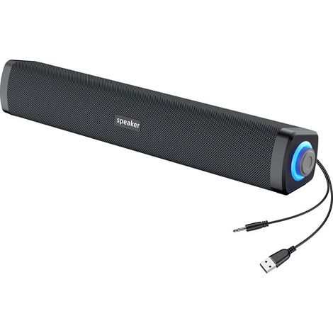 1 Barre de son, LED RGB, haut-parleurs 3W, connexion USB jack 3.5mm, pour TV PC tablette (1/5)