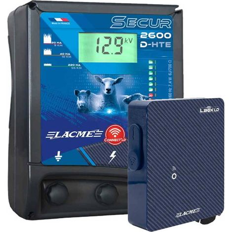 Lacme – Pack électrificateur L.Box + Secur 2600 RF HTE – Connecté avec application mobile – Notification instantanée – Pilotage à distance