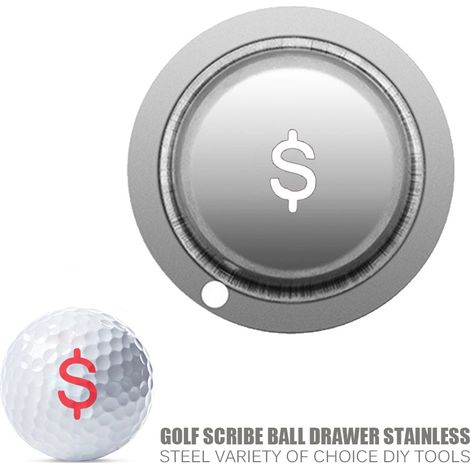 symbole du dollar américain Marqueur de ligne de golf en acier inoxydable, outil de marquage, stylo marqueur de motif à faire soi-même (1/5)