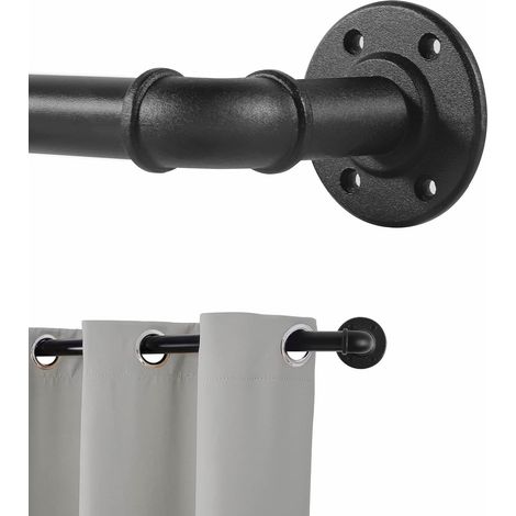 Tringle à Rideau Extensible Style Industriel pour Rideaux à œillets, Barre Extensible 122cm - 218cm. (1/5)
