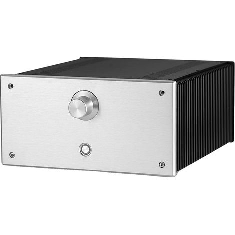 Chasis de amplificador, aleación de aluminio, dimensiones externas 240 mm x 271 mm x 120 mm, dimensiones internas 200 mm x 260 mm x 110 mm, incluye toma de corriente e interruptor, peso neto 3,5 kg. (1/5)