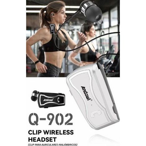 Trade Shop - Auricolare Bluetooth 4.0 Vivavoce Cuffie Design Ergonomico Con Clip Gancio Q-902 - (1/2)