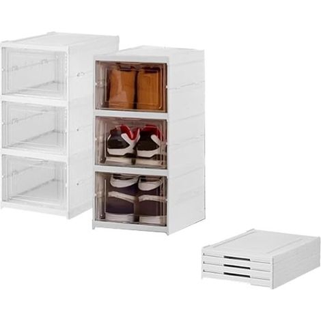 Scarpiera, scaffale per scarpe, organizer per scarpe pieghevole a 3 livelli, scatola portaoggetti, contenitore, ventilazione, protezione dalla polvere, per ingresso, 53x34,5x25,5 cm, bianco (1/5)