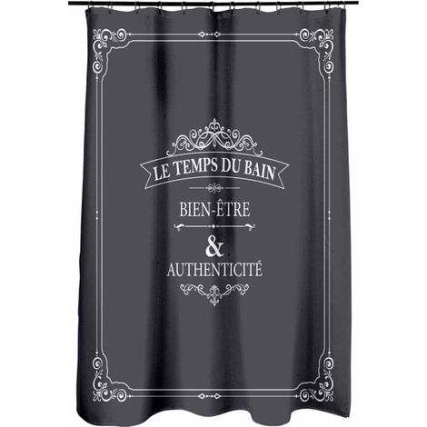Rideau de Douche "Vintage" 180x200cm Anthracite (1/2)