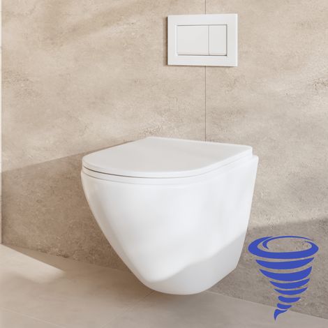 LOMAZOO Pack WC suspendu avec réservoir encastré rond blanc -