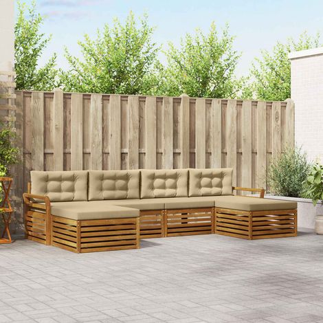 Sofagarnituren 6 pcs Natur und Beige Massivholz Akazie
