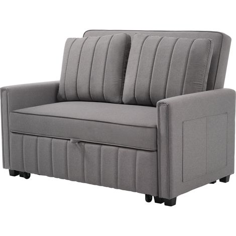 Divano letto pieghevole con schienale regolabile 180x127 cm, 2 posti, comodo, multifunzione, schiuma, grigio, per soggiorno (1/5)