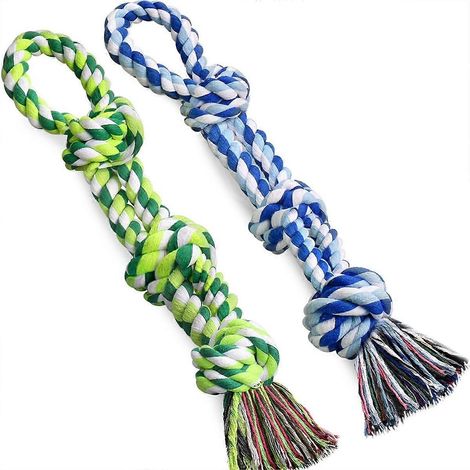 Jouets à mâcher en corde pour chiens : 2 jouets quasi indestructibles, adaptés aux chiens de taille moyenne à grande, pour l'hygiène dentaire. (1/5)