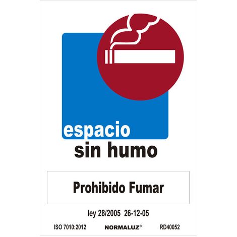 Panneau D'interdiction ''espacio Sin Humo'' (pvc 0.7mm) 30x40cm