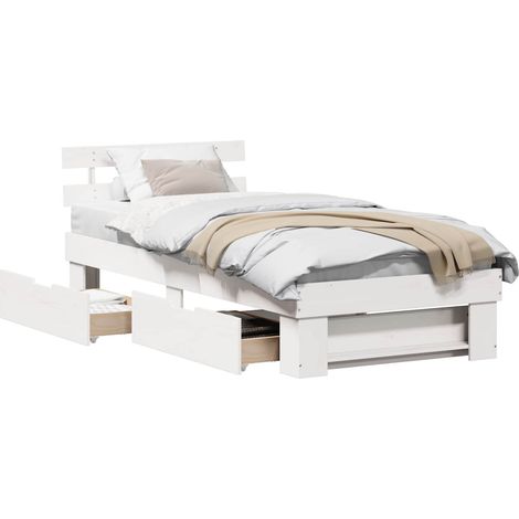 Maison Exclusive - Bettrahmen mit Kopfteil Weiß 80 x 200 cm Massi