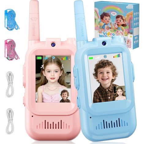 Talkie Walkie Enfant - Lot de 2 - Écran HD 2,0 Pouces - Caméra Vidéo - USB-C Rechargeable - Jeu Extérieur 3-8 Ans (1/5)