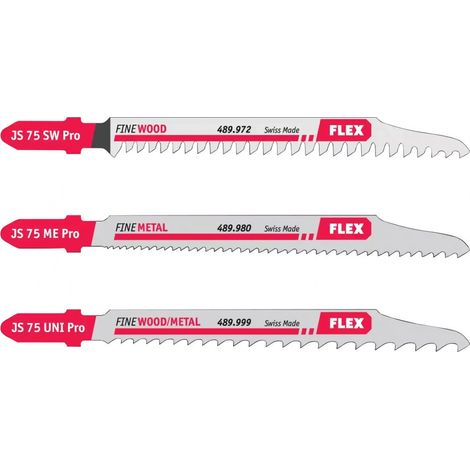 Lot de 3 lames universelles pour scie sauteuse FLEX 75 mm