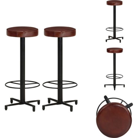 Barhocker 2 Stk. 76 cm Echtleder - Echtleder Barhocker - Barstühle - Küchenhocker - Thekenhocker - Wohnzimmer Dekoration