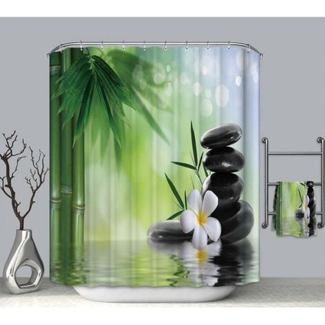 Rideau De Douche - Polyester - Imperméable - Épaissi - Impression 3D - 180 X 180 Cm - 1 Pièce (1/4)