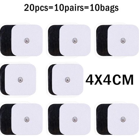 10/20 patchs d'électrodes auto-adhésives pour stimulateur musculaire TENS/EMS, thérapie numérique, coussinets de massage réutilisables en gel 03731-AquaForge