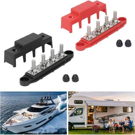 2pcs Bloc de Distribution 48V M8 250A, Bloc de Connexion de Batterie , BusBar Box pour Voiture RV Boat Yacht (1/5)