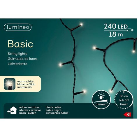 Lumineo LED Lichterkette Basic schwarz 18 Meter 240 Lichter - warmweiß (1/4)