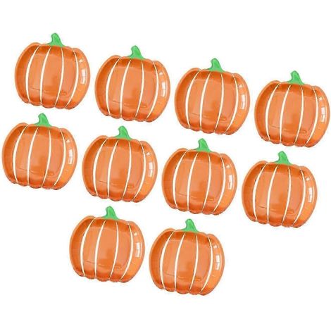 Lot de 10 assiettes en carton citrouille d'Halloween, plateaux de service décoratifs pour table, café, restaurant, fête d'Halloween-7inch Green Head (1/5)