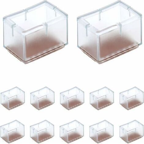 Lot de 12 patins en silicone pour pieds de chaise rectangulaires – Largeur 24-30mm x Longueur 39-47mm – Antidérapants pour sols durs (1/4)