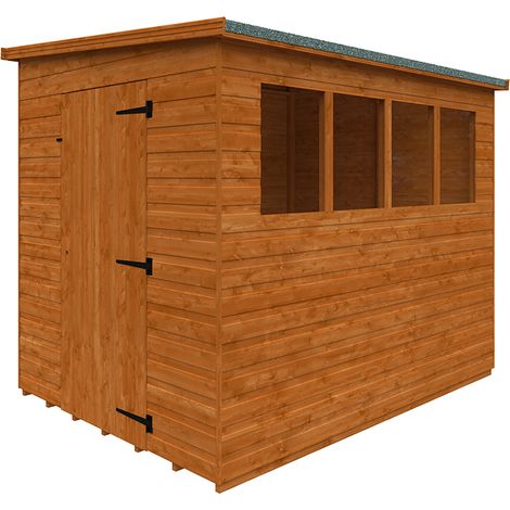 8 x 6 Feet Lean-To Pent 12mm Shed - Solid Wood/Softwood/Pine - L235 x W175 x H204.1 cm - Burnt Orange