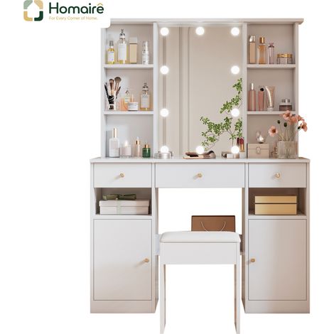 Flur- Garderobenschrank weiß aus Polyester 110 x 40 x 151 cm HOMAIRE (1/5)