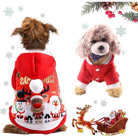 nol Chien Vtements, Vtements De Chien De Nol Pour Petits Chiens Nol Cratif Chien Costume, De Compagnie D'hiver  Capuche Manteau(m) (1/5)