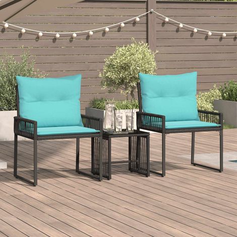vidaXL Ensemble de meubles d'extérieur 7 pcs Noir et turquoise (1/5)