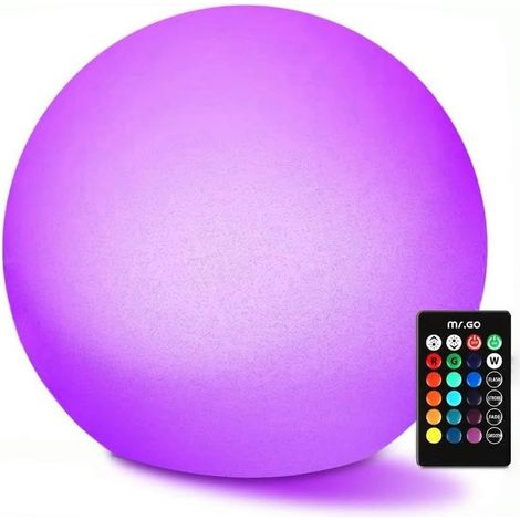 10" LED Solaire Lampe Boule Lumière Imperméable Sphère Lampe avec Télécommande, 16 Couleurs Dimmable, Changement de Couleur Lumière D'ambiance Jardin Orbe avec Piquet pour la Décor Extérieure (1/5)