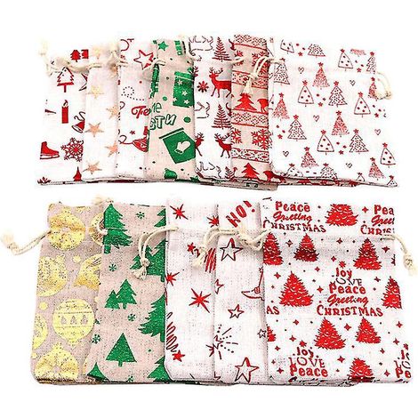 12 sacs à cordon pour emballage cadeau (1/3)