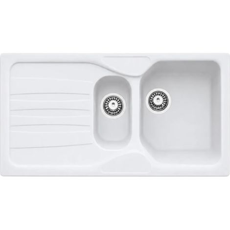 Lavello incasso 2 vasche con gocciolatoio reversibile bianco in fragranite Franke CUG 651 97x50 cm. (1/4)