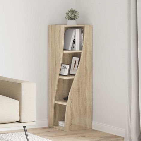 Meuble d’angle avec 4 étagères en bois d’ingénierie chêne sonoma 32 x 32 x 102 cm - PANGIVO (1/5)