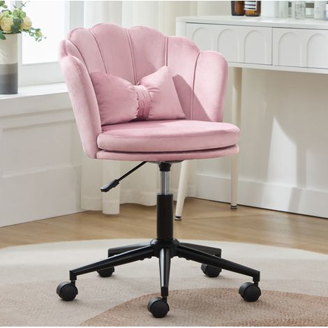 Drehstuhl aus rosa Samt, höhenverstellbar 45-55 cm, 55 x 62 x 73-83 cm (1/5)