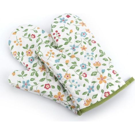 Gant de Four Anti Chaleur Gant de Cuisine Manique pour Le Four Contre la Chaleur - Une Pairs - 28 18cm (Vert Fleur) (1/4)